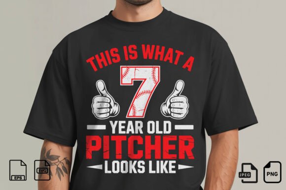 7 Year Old Pitcher Baseball Birthday Shi
