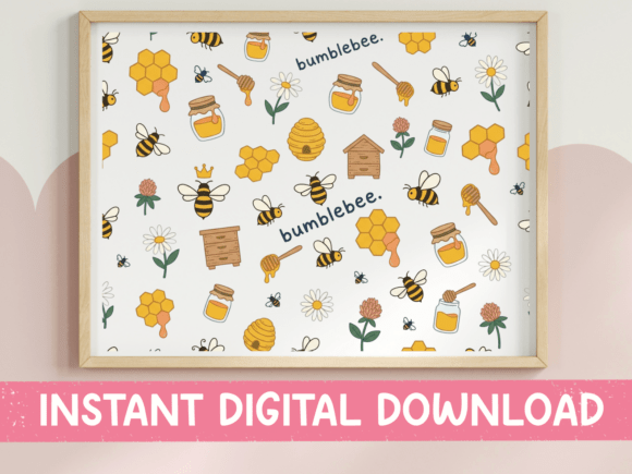 Bumblebee Pattern Honey SVG PNG Print