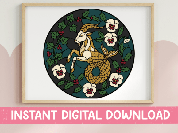 Capricorn Stained Glass SVG for Graphics and T-Shirt Designs