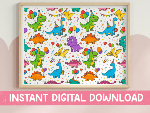 Dinosaur Party Pattern Birthday SVG