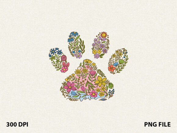 Floral Paw Print Dog Mom T-Shirt
