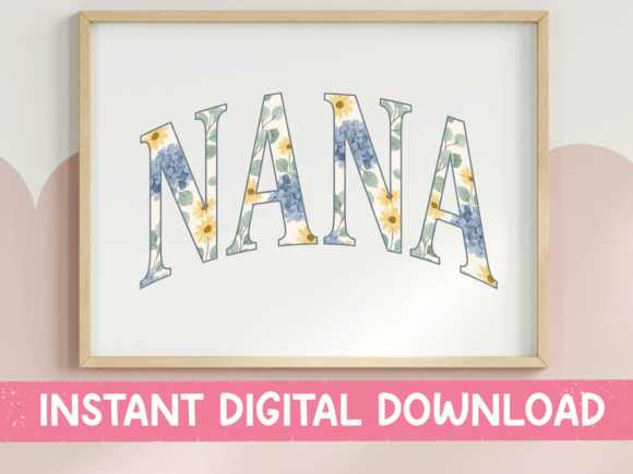 Nana Floral Varsity Letter SVG