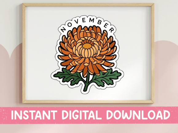 November Birth Month Chrysanthemum Graphics