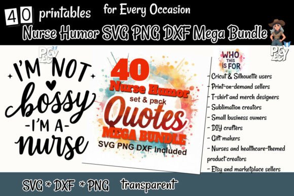 Nurse Humor SVG PNG DXF Mega Bundle