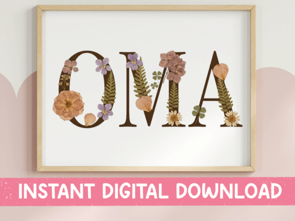 Oma Pressed Flower Letters SVG Graphics