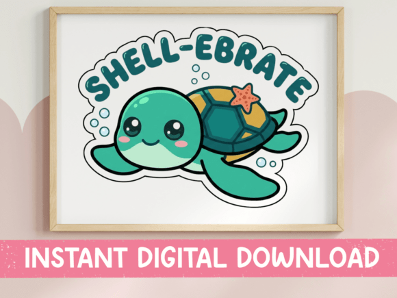 Shell-ebrate Cute Turtle SVG for Graphics and T-Shirt Designs